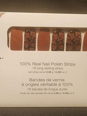 100% Real Nail Polish Strips - Copper Brown Leaf Design (Colorstreet)